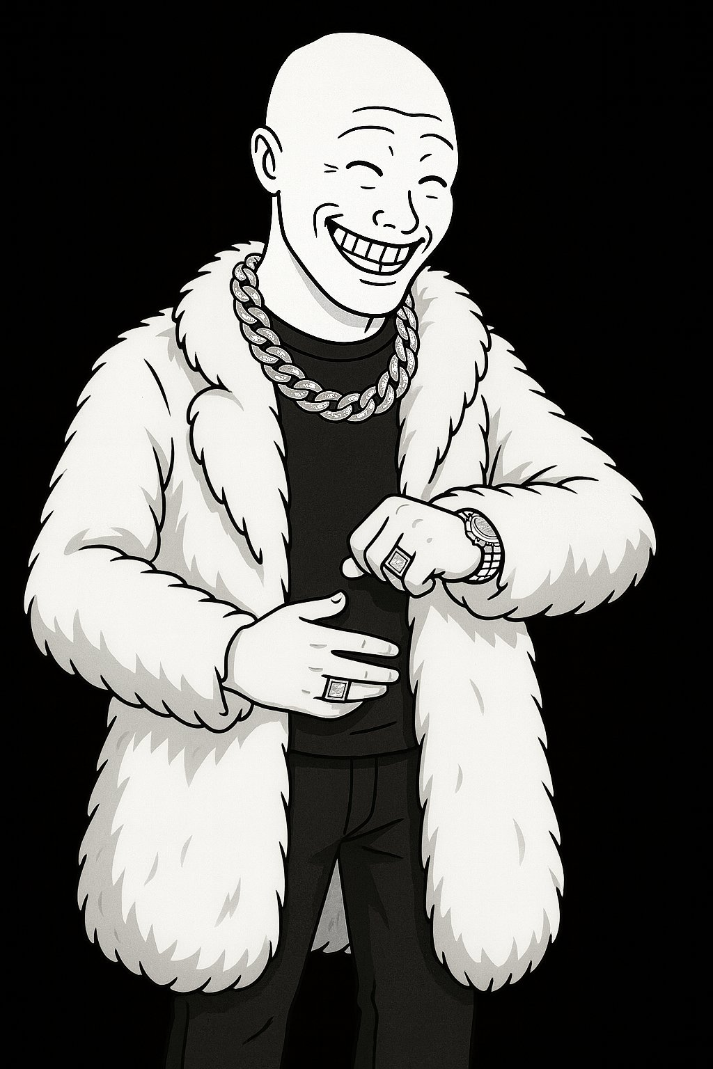 HODLER in white fur coat