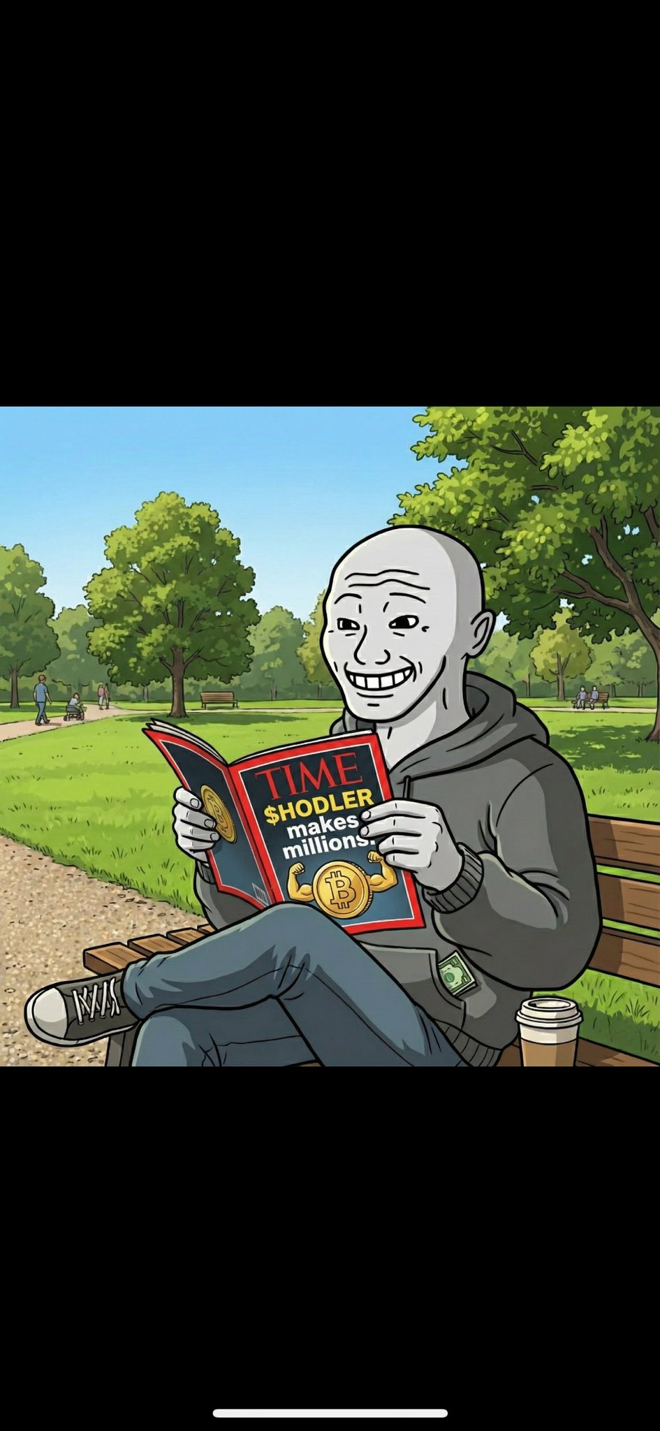 HODLER reading TIME magazine
